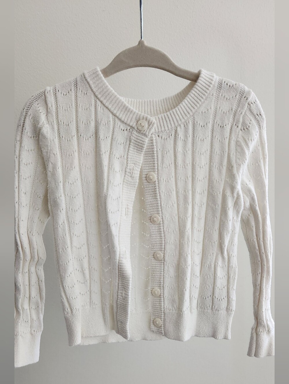 Cat & Jack Cream Button-Front Knit Cardigan